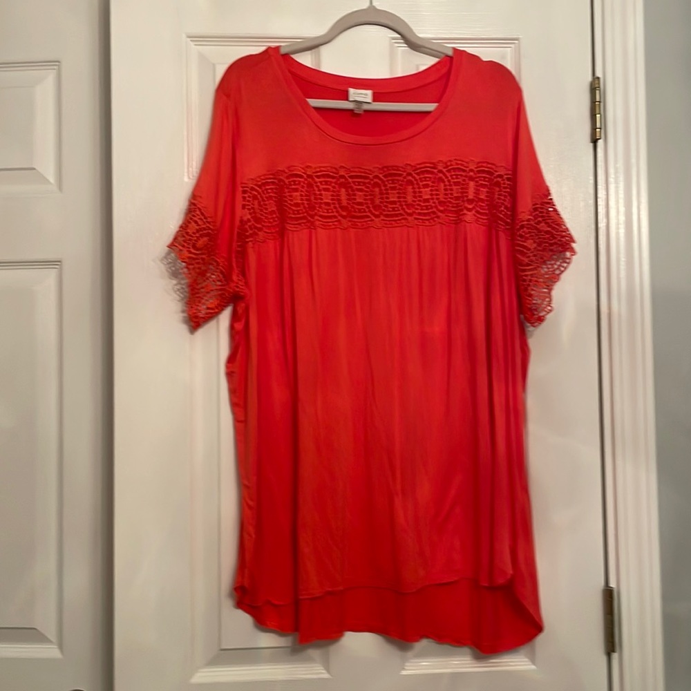 Cupio curved top with lace 2x salmon color cotton